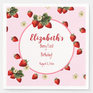 Serviette En Papier Rouge et Rose Fille Premier Anniversaire de la fra