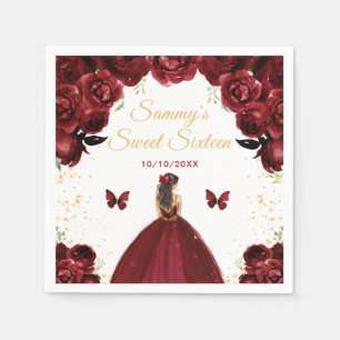 Serviette En Papier Rouge foncé Brunette Cheveux Princesse Sweet sixte