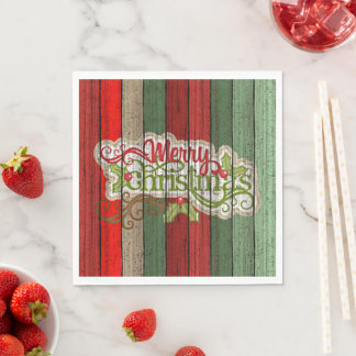 Serviette En Papier Rouge foncé Vert Patiné Planes Motif