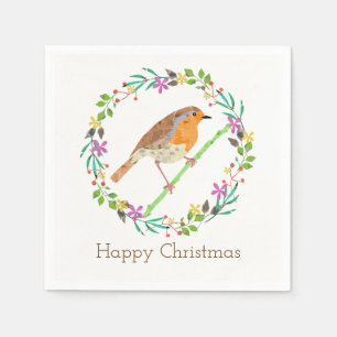 Serviette En Papier Rouge-gorge, oiseau de Noël