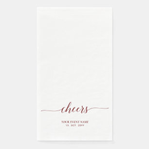 Serviette En Papier Rouge Grenat Élégant Lettres Script Événement Accl