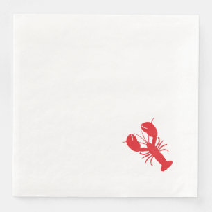 Serviette En Papier Rouge Homard Blanc Preppy Côté Simple Amusement
