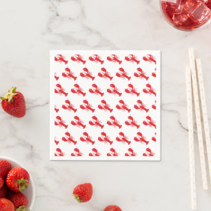 Serviette En Papier Rouge Homard Cuisine Côtière Plage Océan Moderne A