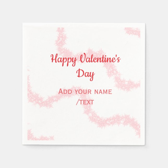 Serviette En Papier Rouge lignes de paillettes joyeuse Saint-Valentin  (Devant)