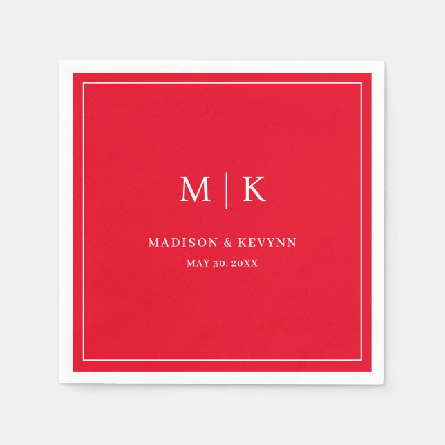 Serviette En Papier Rouge minimal et chic | Napkins mariage (Devant)