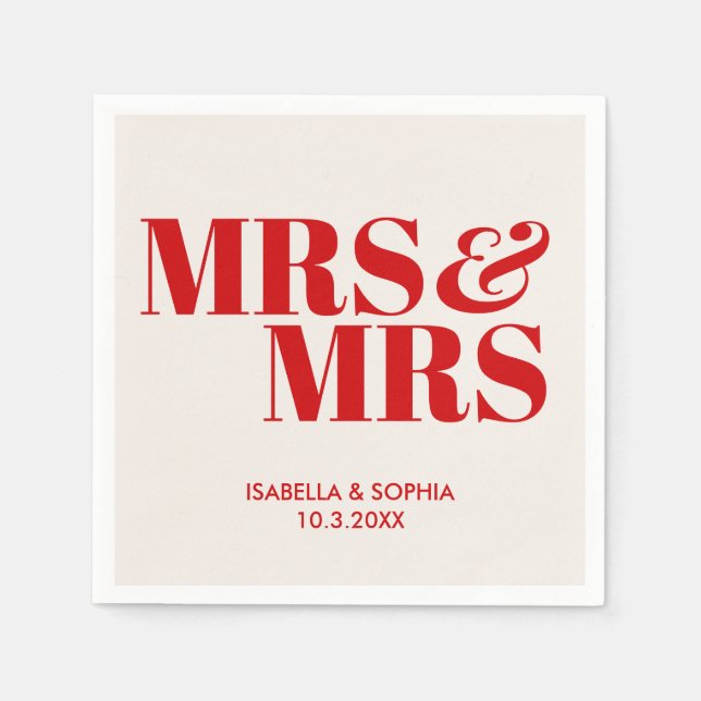 Serviette En Papier Rouge Mme & Mme Bride Mariage personnalisé serviet (Devant)