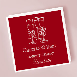 Serviette En Papier Rouge moderne Cheers à 30 ans Anniversaire serviet