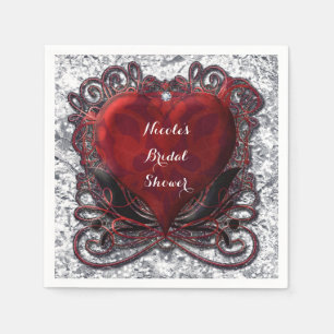 Serviette En Papier Rouge Noir Argent Saint-Valentin Cœur Gothique Rom