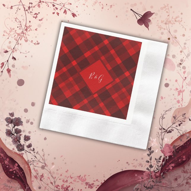 Serviette En Papier rouge noir écossais celtique tartan mariage motif (Créateur téléchargé)