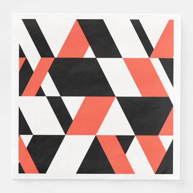 Serviette En Papier Rouge-noir, moderne, tendance, conception géométri (Devant)