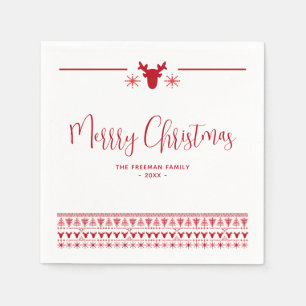 Serviette En Papier Rouge Nordic Joyeux Noël Fête Napkins