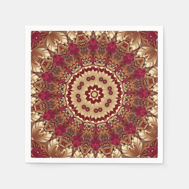 Serviette En Papier Rouge or Floral Vacances Napkin (Devant)