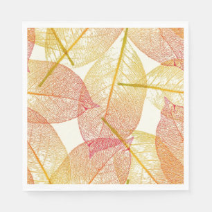 Serviette En Papier Rouge or Jaune Feuilles Automne saison Motif
