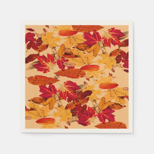Serviette En Papier Rouge orange jaune Brown feuillage d'automne (Devant)