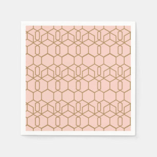 Serviette En Papier Rouge pêche et or Moderne Boho Géométrique Glam