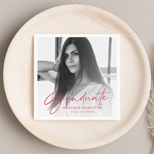 Serviette En Papier Rouge   Photo de remise de diplôme avec écriture s