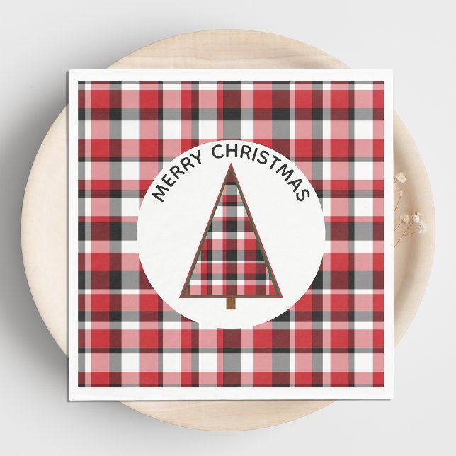 Serviette En Papier Rouge Plaid Joyeux Papier de Noël (Créateur téléchargé)