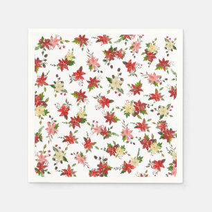 Serviette En Papier Rouge Poinsettia Floral Motif de vacances