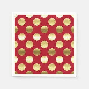Serviette En Papier Rouge Pois Festive Gold Foil