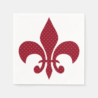 Serviette En Papier Rouge Polka Dot Fleur de Lis