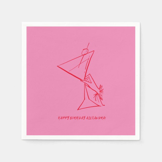 Serviette En Papier Rouge rose 50e anniversaire Napkin (Devant)