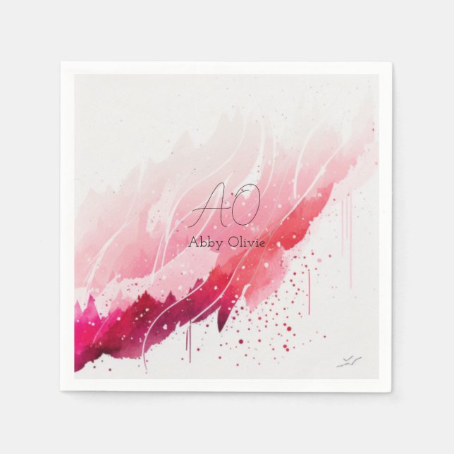 Serviette En Papier Rouge rose abstrait simple (Devant)