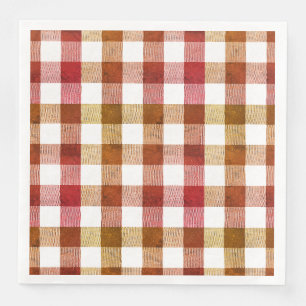 Serviette En Papier Rouge rouge orange rustique En vichy bison plaqué
