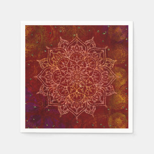 Serviette En Papier Rouge Rouille Mandala Or Glamour Moderne Chic