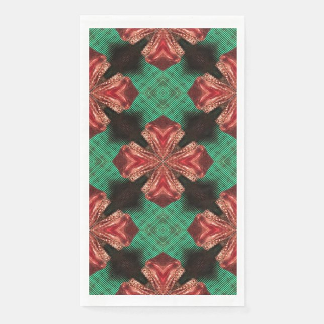Serviette En Papier Rouge Satin Bow Green Crisscross conception de rub (Devant)