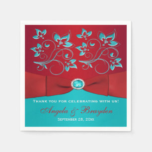 Serviette En Papier Rouge, serviettes de papier florales de turquoise