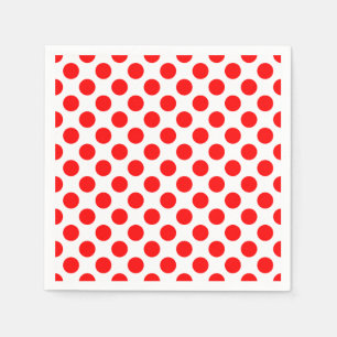 Serviette En Papier Rouge sur blanc grand format Pois papier