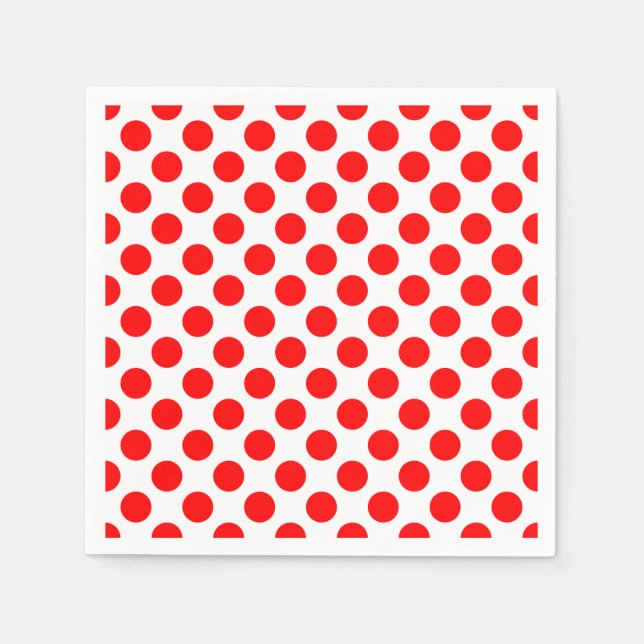 Serviette En Papier Rouge sur blanc grand format Pois papier (Devant)