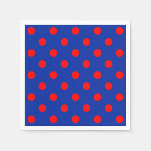 Serviette En Papier Rouge sur bleu Pois Motif Design