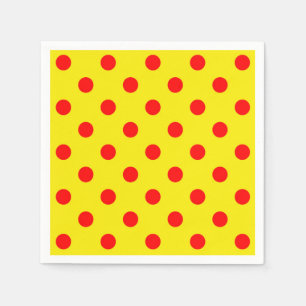 Serviette En Papier Rouge sur Motif Pois jaune