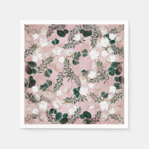 Serviette En Papier Rouge Terreux Coton Floral Verdure Mariage Rustiqu