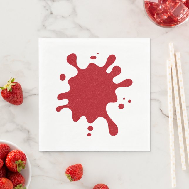 Serviette en papier rouge tomate à motif éclabouss (En situation)