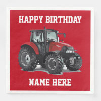 Rouge Tracteur Agriculture Anniversaire Napkins