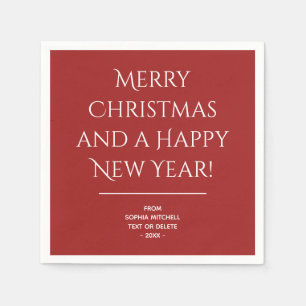 Serviette En Papier Rouge traditionnel - Joyeuses serviettes de Noël