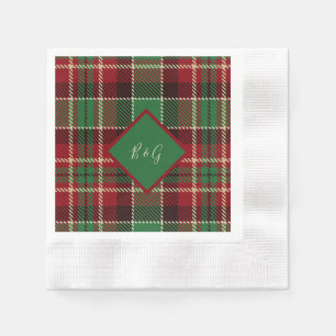 Serviette En Papier rouge vert noir écossais celtique tartan mariage
