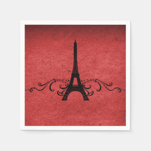 Serviette En Papier Rouge Vintage Français