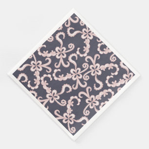 Serviette En Papier Rougissent la dentelle florale blanche rose sur le