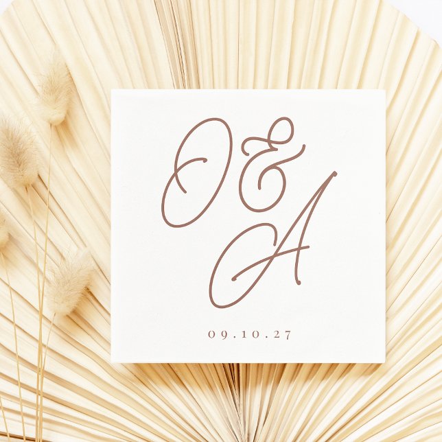 Serviette En Papier Rouille | Mariage de monogramme de filigrane de sc (Créateur téléchargé)