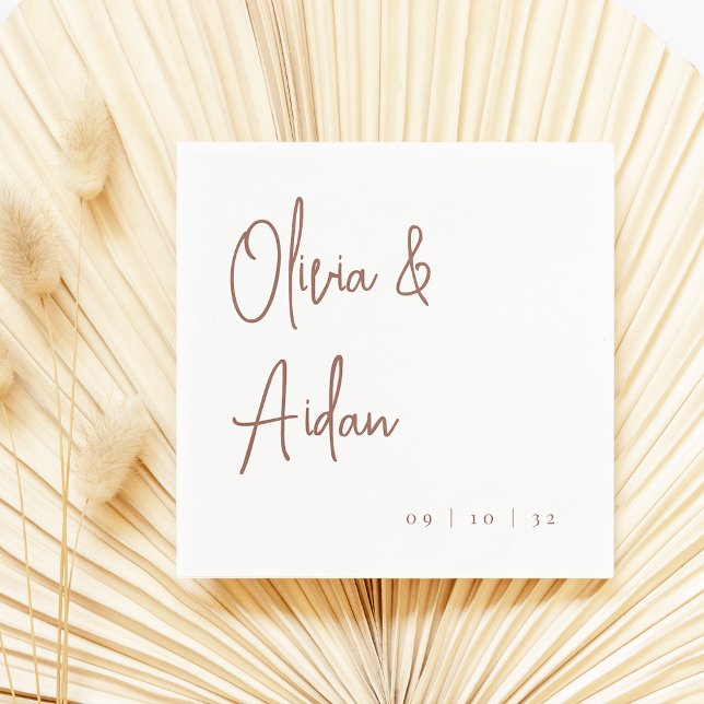 Serviette En Papier Rouille | Mariage de script manuscrit moderne (Créateur téléchargé)