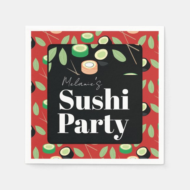 Serviette En Papier Rouleaux de fête de sushi Nom d'anniversaire (Devant)