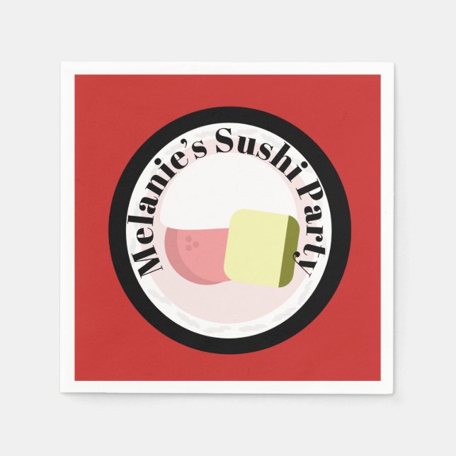Serviette En Papier Rouleaux de fête de sushi Nom d'anniversaire (Devant)