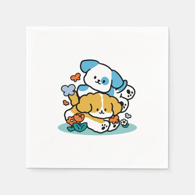 Serviette En Papier Rouler En Mai Comme De Joyeux Pups - Mignonne Chie (Devant)