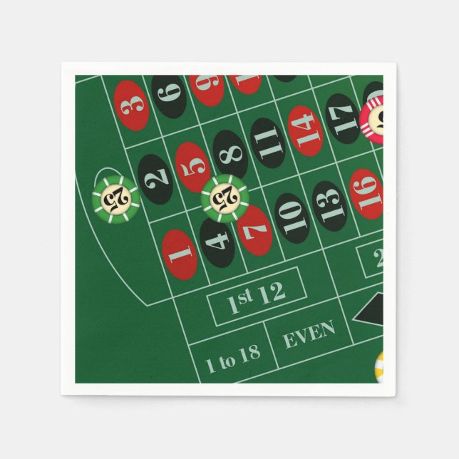 Serviette En Papier Roulette Table Casino Papier Casino ensemble (Devant)