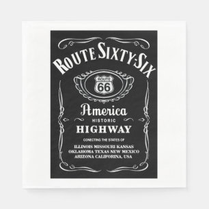 Serviette En Papier Route 66 Étiquette noir