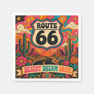 Serviette En Papier Route 66 psychédélique des années 70 Vaisselle de