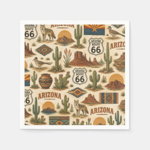 Serviette En Papier Route de l'Arizona 66 Style de table du désert